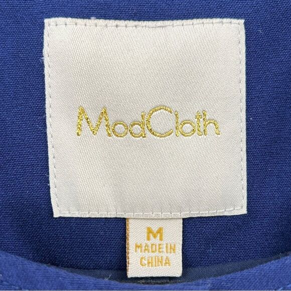 ModCloth Coasting Along Sleeveless Navy Blue Button Up Mini Dress Medium - Picture 4 of 11